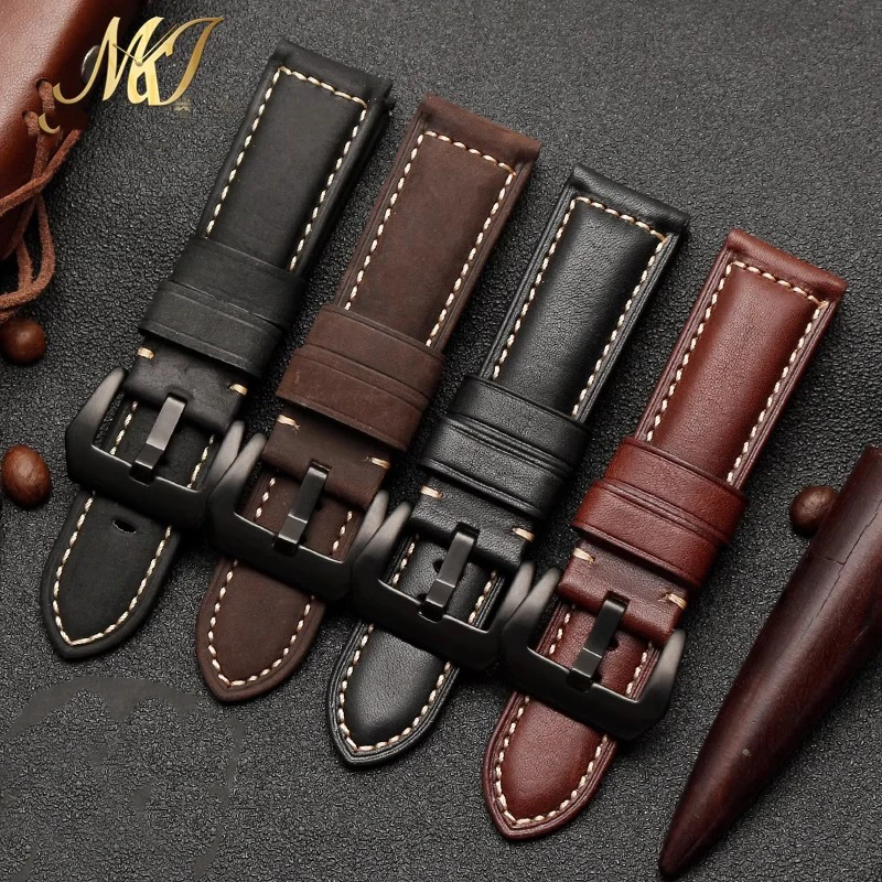 Genuine Cowhide Men's Frosted Handmade Retro Crazy Horse Leather Watch Strap