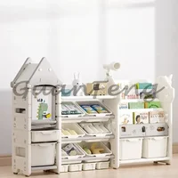 Kids Toy Storage Organizer Bookshelf 14 Bins Pull-Out Drawers Multipurpose Shelf for Toddlers Organize Toys Room Furniture 1