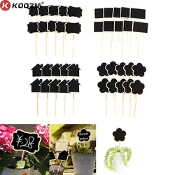 Marqueurs de jardin étiquettes de légumes à écriture facile avec tableau noir, étiquettes de plantes, fleurs de maison en bois, fruits, petits, durables, 4 formes, 10 pièces 