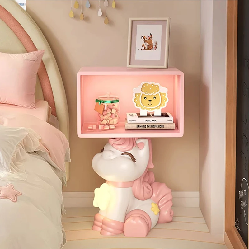 Bedroom Bedside Table Girl Room Decoration Accessories Creative Pink Furniture Gift Modern Cream Style Cartoon Horse Night Stand