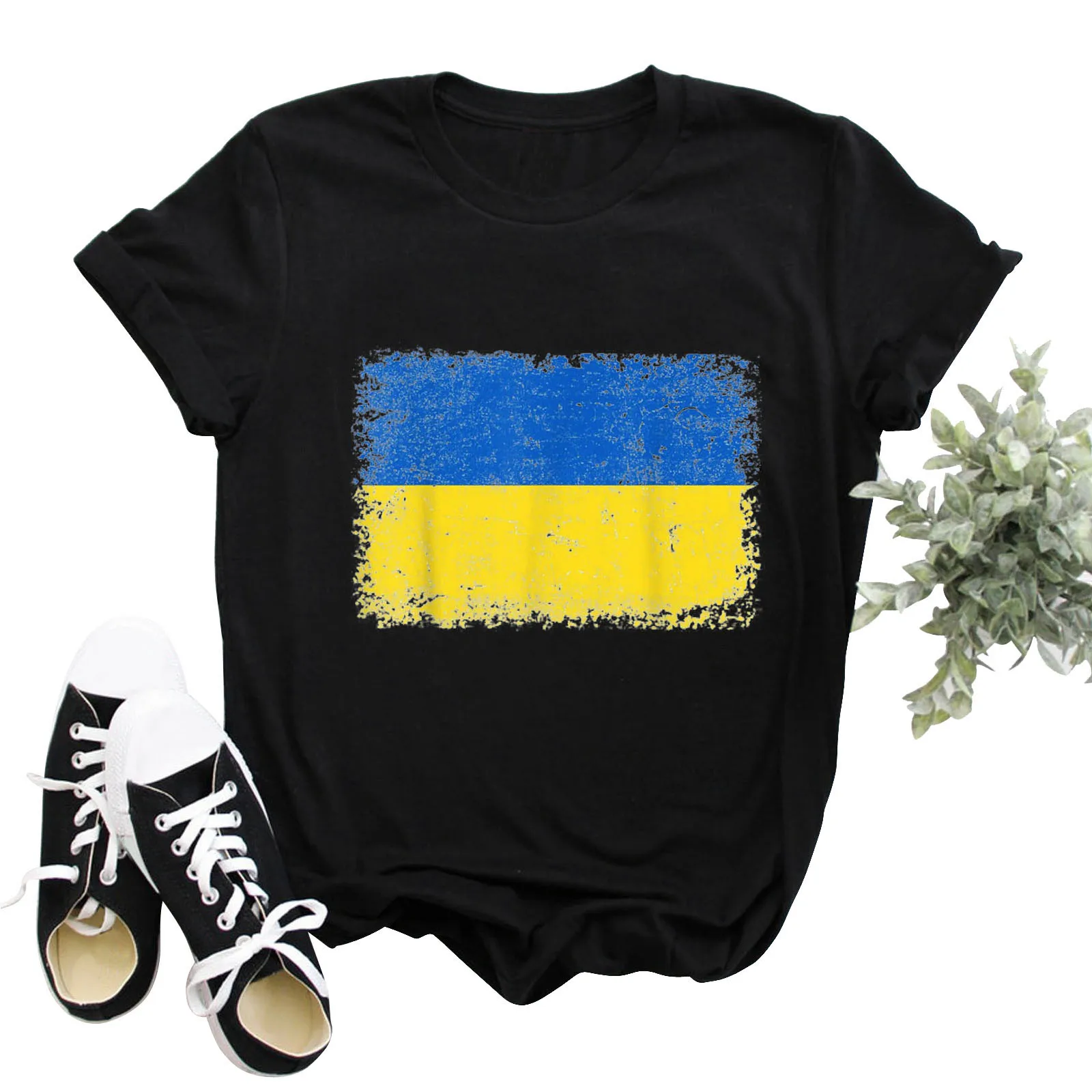 

Футболка женская Мужская/Женская, летняя, с изображением флага украинцев