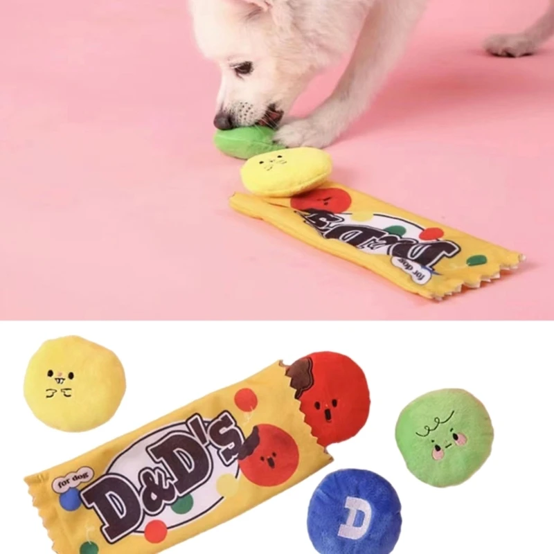 1pc Plush Chocolate Flavored Treat Hiding Squeaky Interactive Dog Toy,  Durable & Interactive