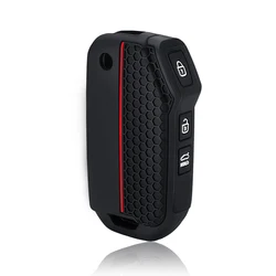 Premium Silicone Car Flip Key Case Cover - Protective Fob Accessory (Black)