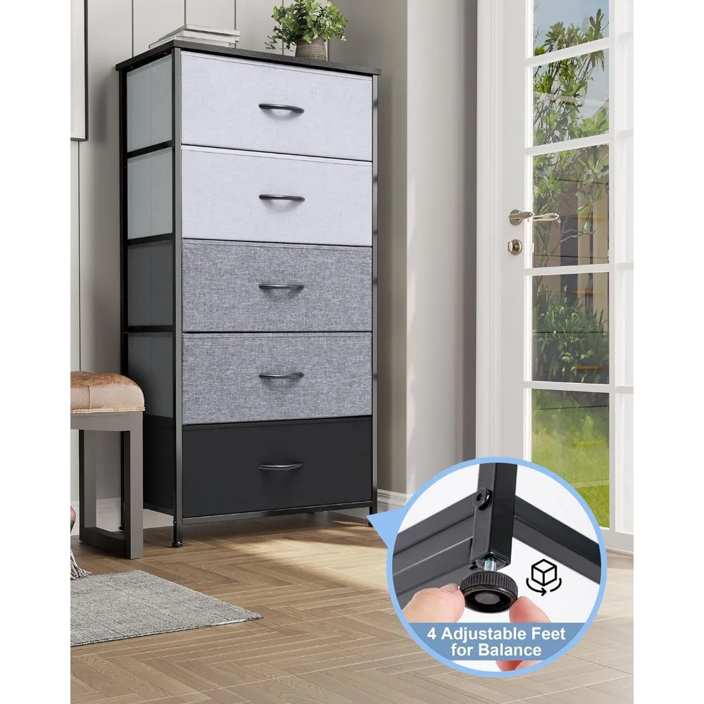 

dressing table storage tower - easy to pull fabric box, suitable for bedrooms and corridors, with 5 drawers, dressing table
