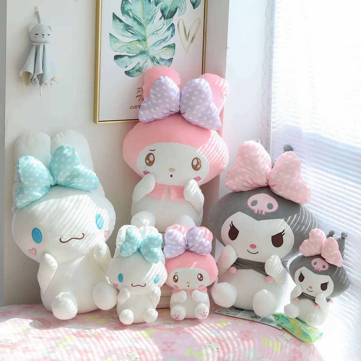 

Новинка, набивные куклы Cinnamoroll Kulomi My Melody, кавайные плюшевые игрушки, мягкая подушка, украшение комнаты, отличный подарок на день рождения для девочек