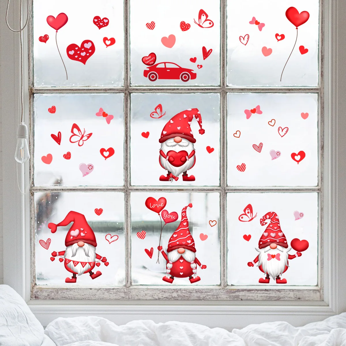 4pcs Valentine's Day Love Dwarf Wall Sticker Window Sticker Living Room Bedroom Study Restaurant  Decoration Mural Wall Sticker stationery new year blessing sticker diy window bedroom study living room background decor scene wall static stickers 45 60cm