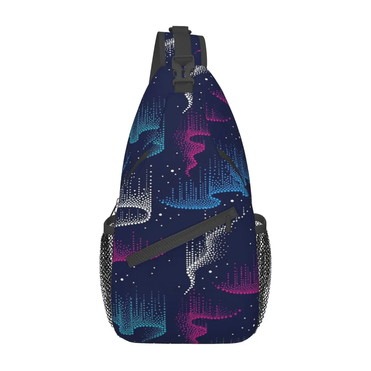 

Dotwork Aurora Borealis Chest Bag Holiday Portable Daily Cross chest bag Customizable