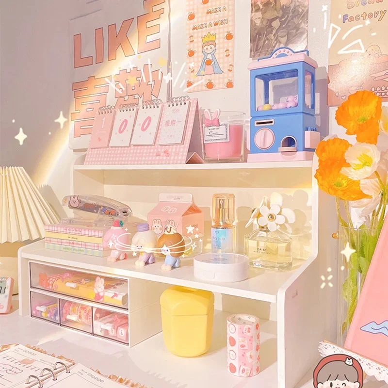 Storage Racks Desktop Storage Rack Ins Student Dormitory Cosmetic Elevated Stationery Box Office Organizer File Tray Desk Accessories