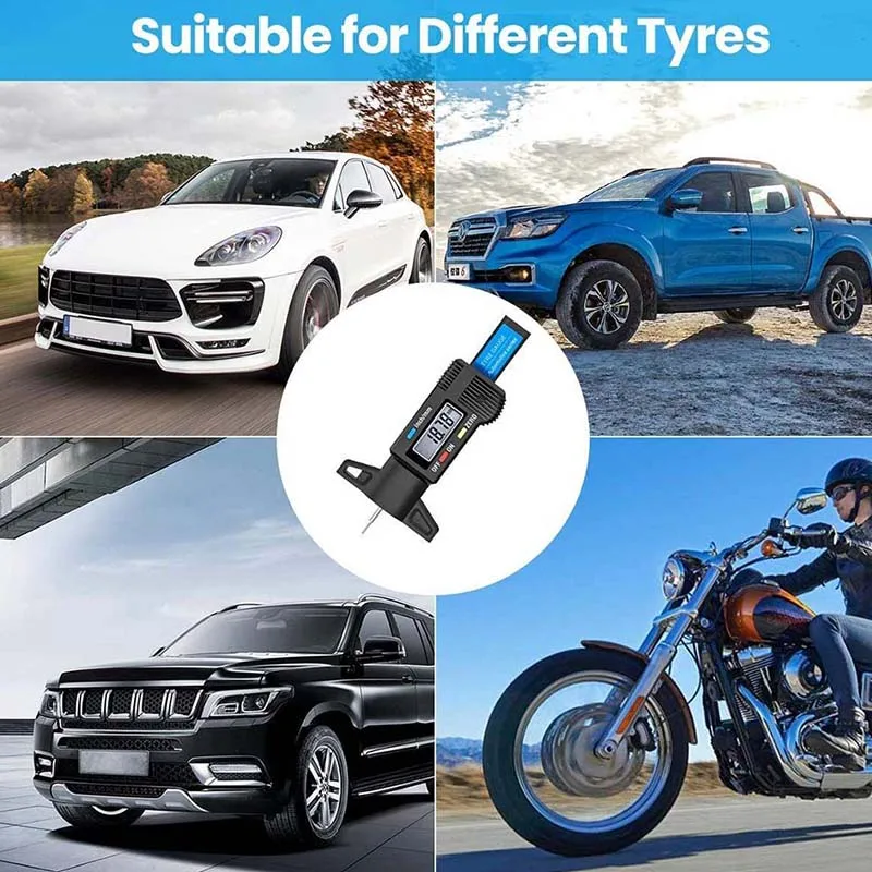 Digital Display Car Tyre Tire Tread Depth Gauge Meter Measurer Tool Caliper Thicknes Gauge Brake Pad Shoe Wear Monitoring System 3