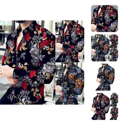 Cozy – chemise en Polyester lavable pour homme, haut décontracté avec motif imprimé floral 
