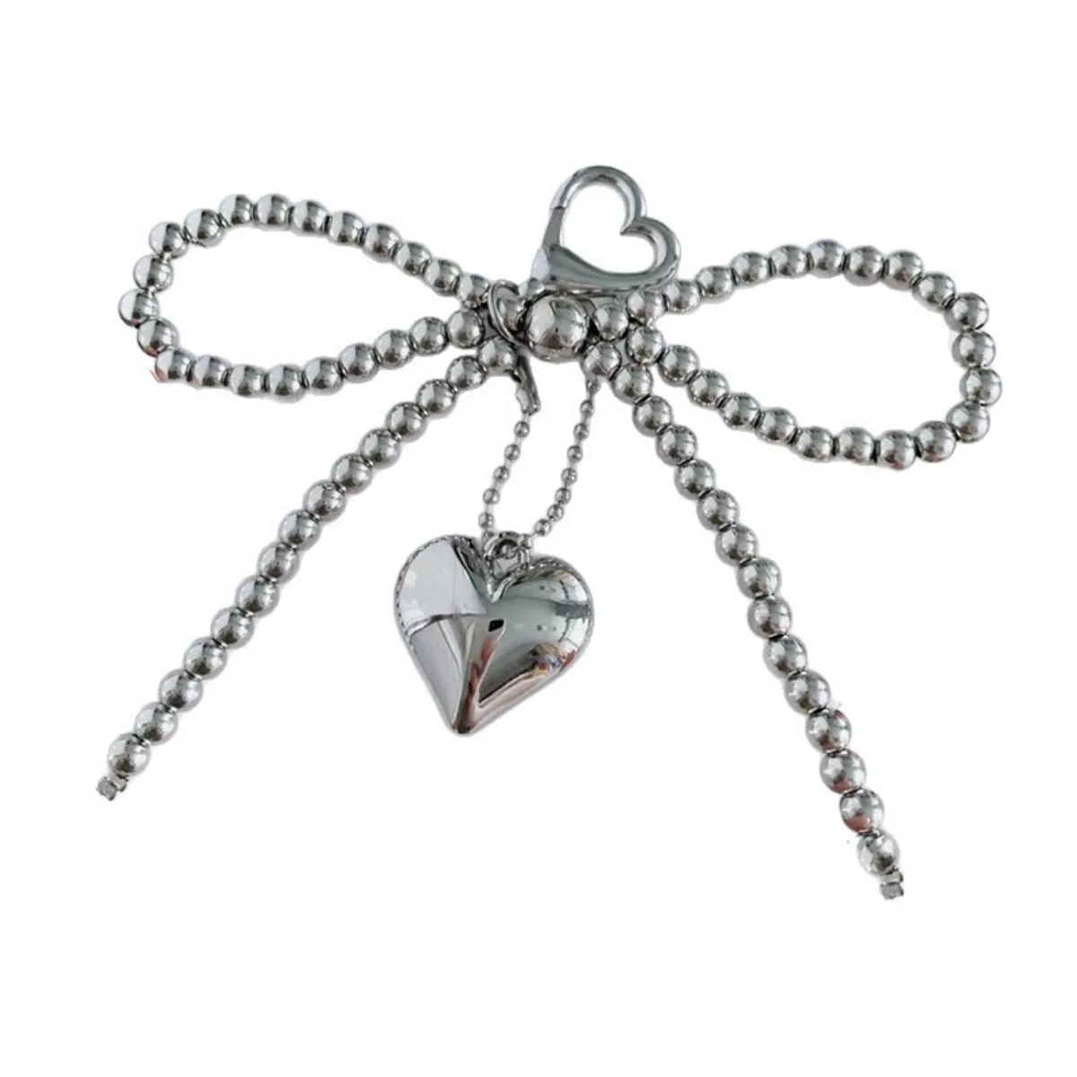 Bowknot Keychain White Bowknot Heart Keychain Women Sweet Charm Pearl Bow Backpack Key Ring Handmade Jewelry Ornament Bags Pendants Gifts
