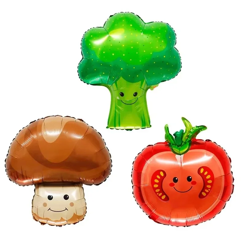 

50pcs Green Vegetables Foil Balloon Broccoli Tomatoes Mushroom Fruits Air Globos Baby Shower Kids Toys Hawaii Party Decoration