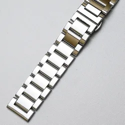 Polished Stainless Steel Watch Band Strap | Elegant Wrist Bracelet Accessories - 20mm (Silver)