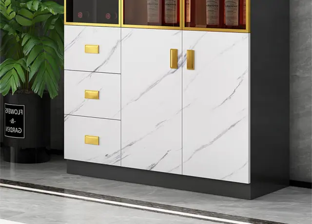 Wine display cabinet glass door luxury upscale living room 