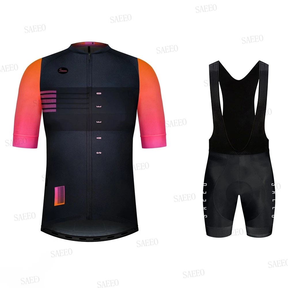 SAEEO Short Sleeve Cycling Clothing Set For Men Breathable Jersey Professional Gear Anti-UV