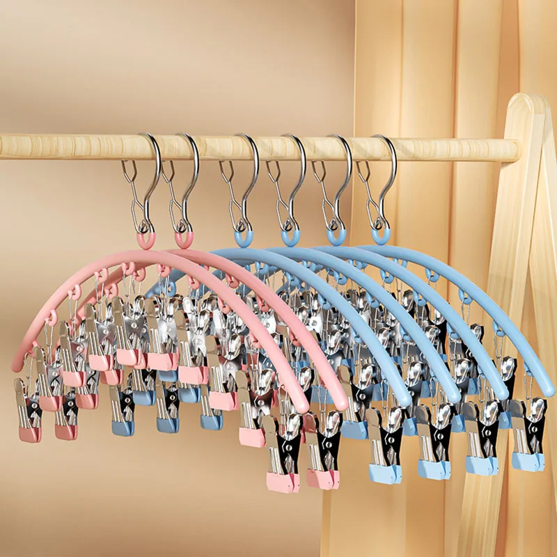 Balcony Foldable Underwear Sock Drying Rack 24 Clip Storage Panties Bra  Hanging Bathroom Towel Organizer No Punch Space Saving