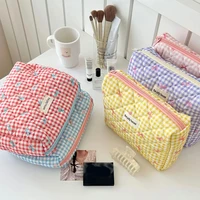 Cute Bow Cotton Makeup Bag Women Zipper Cosmetic Organizer Female Cloth Box Shape Portable Toiletry Case for Girls 1