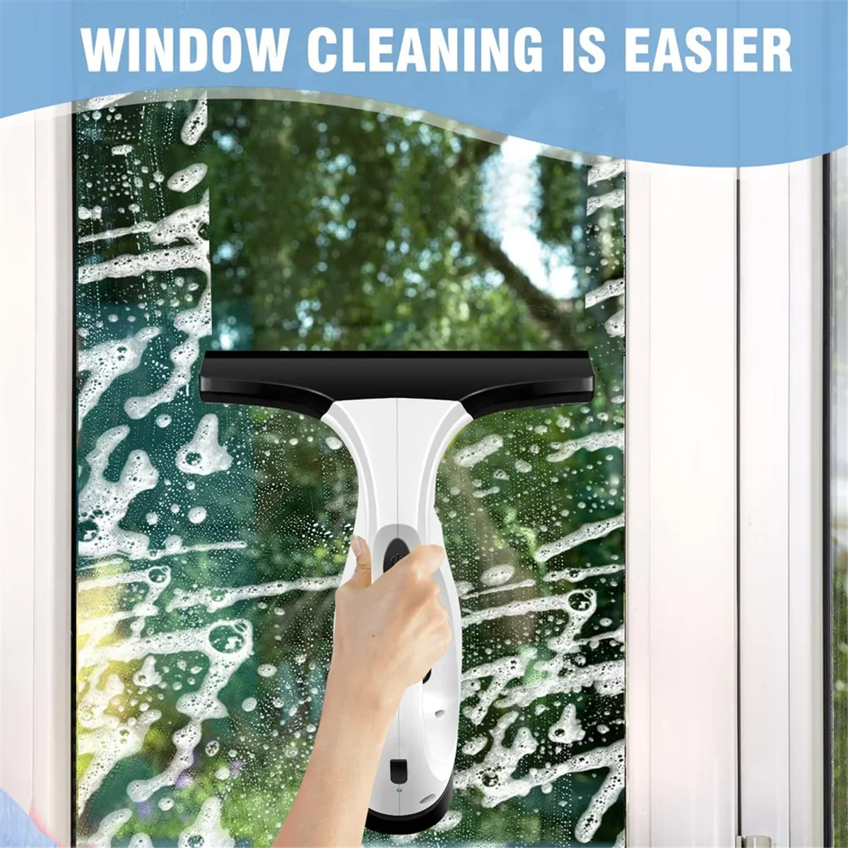 New Cordless Window Vac, Rechargeable Window Vacuum Cleaner with Squeegee Head, 150ml Water Tank, Light Weight US Plug