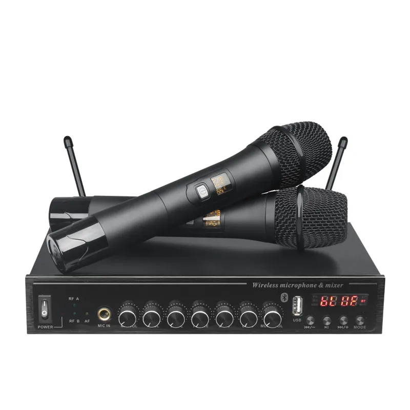 

EPXCM T-800 UHF Wireless Microphone 2 Channel with Bluetooth Rever USB Handheld Mic for Karaoke Singing Stage Performance