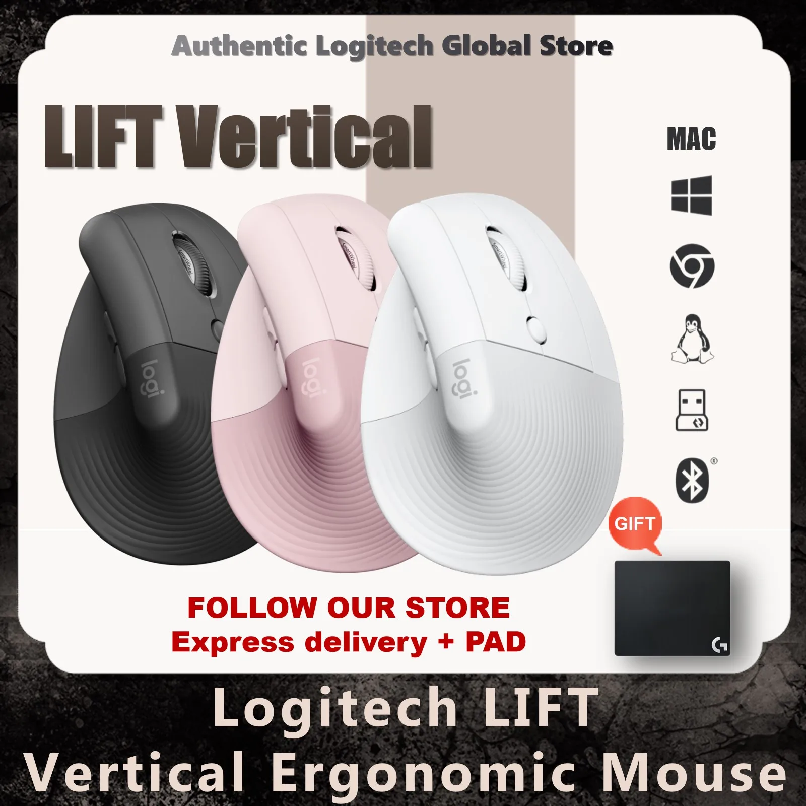 New Logitech Lift Vertical Ergonomic Mouse Wireless Bluetooth Gaming Mice 6  Buttons Office Mouse 4000DPI for Laptop/PC/Mac/iPad - AliExpress