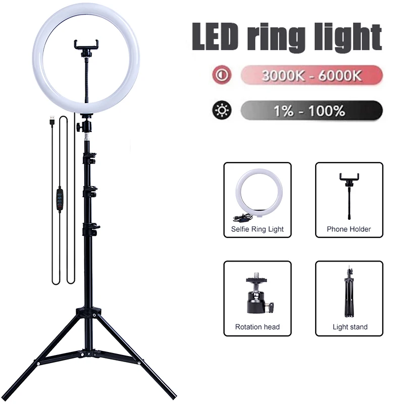 Portable LED Selfie Ring Light with Tripod and Remote Control