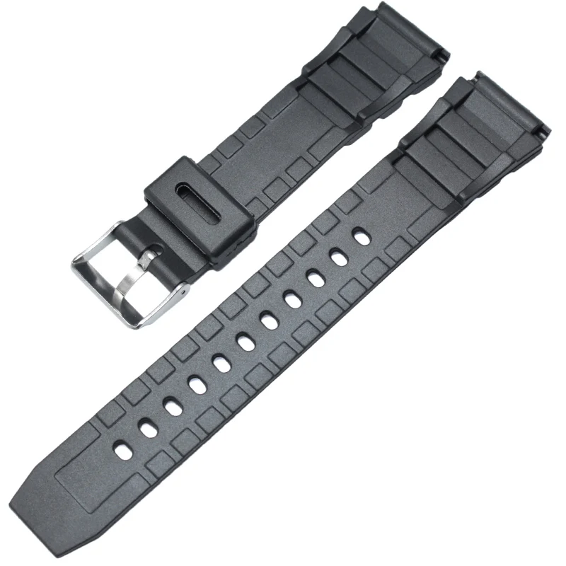 Black Silicone Sport Diving Watch Band with Silver Pin Buckle