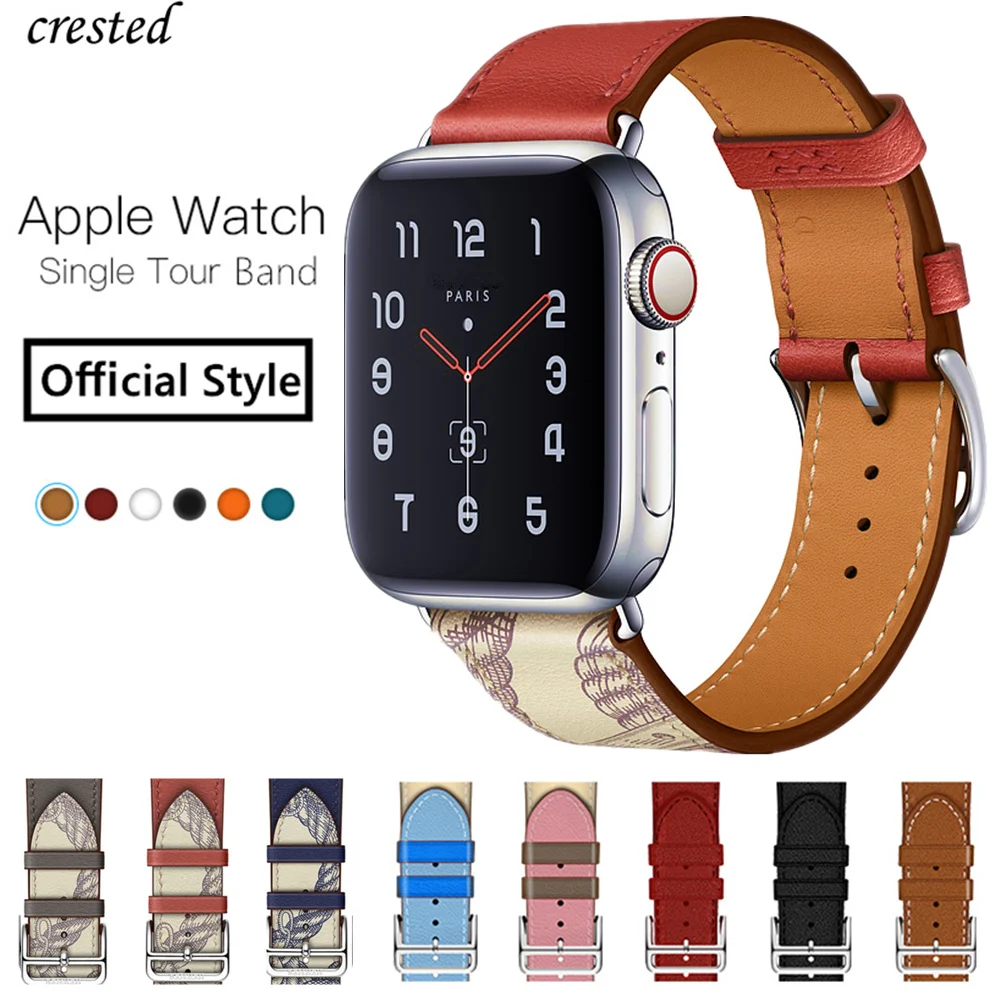 

Leather strap for Apple watch band 44mm 40mm 45mm 41mm 42mm 38mm 45 mm Single/Double tour bracelet iWatch serie 3 5 6 se 7 band