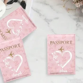 Porta passaporto personalizzato con nome, custodia per documenti di viaggio con motivo a farfalle, porta carte, portafoglio unisex per passaporto, portatile multiuso