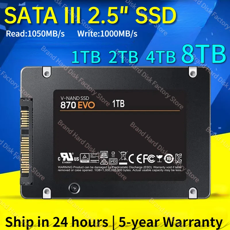 

2024 Original 870 EVO SSD 2TB/4TB/8TB Internal SSD HDD Hard Drive SATA3 2.5 Inch Laptop Desktop Computer MLC Disco Duro for PS5