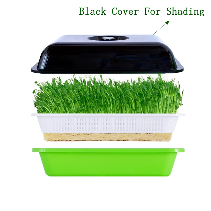 Sprout Dish Growing Pot Food PP Vegetable Hydroponic Planter Seed Sprouter Tray With Cover Home Plants Germination Nursery Tray