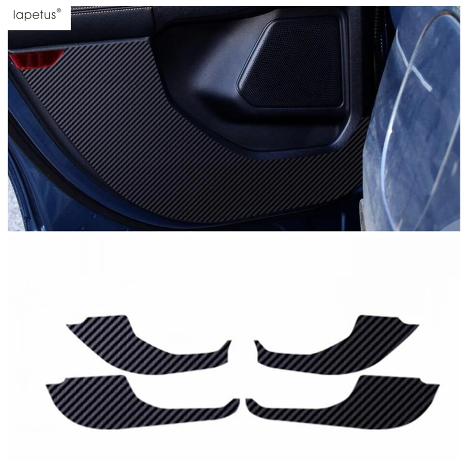 4 Pezzi Car Adesivi Soglia Fibra Carbonio per FO-rd Fusion Fiesta Kuga Edge Escape Ecosport, Battitacco Pedal Stickers AntiGraffio Pellicola Protettiva, Auto Styling Accessori, Edge Red