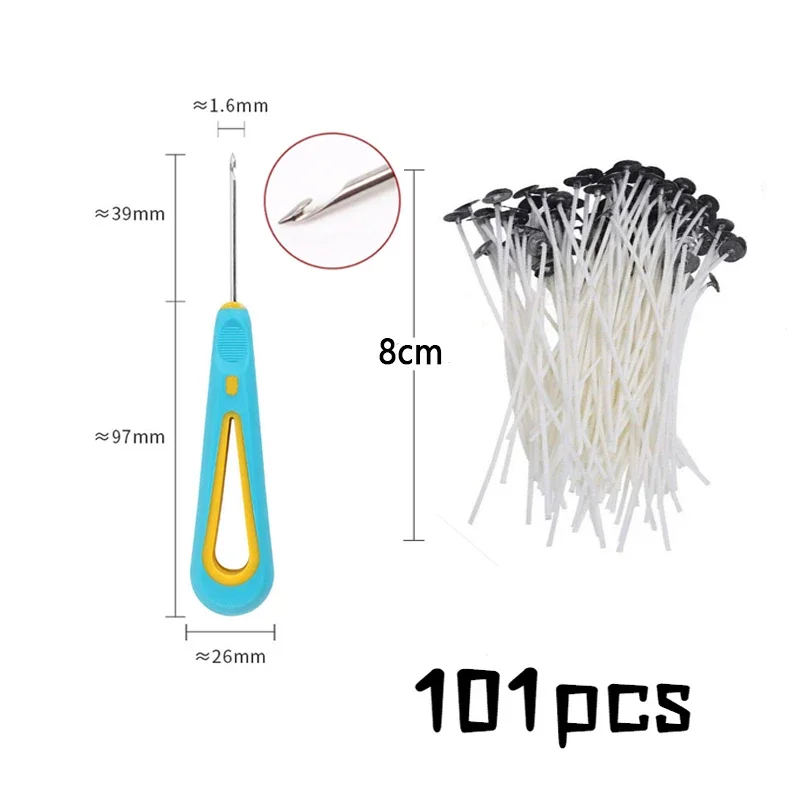 Waxed Cotton Thread Candle Wick Set - 100pcs Smokeless Wick & Holder