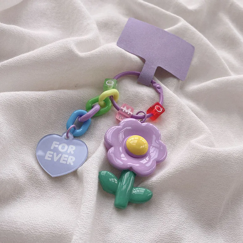 Korean Cute Flower Hanging Phone Chain Case with Anti-Lost Strap