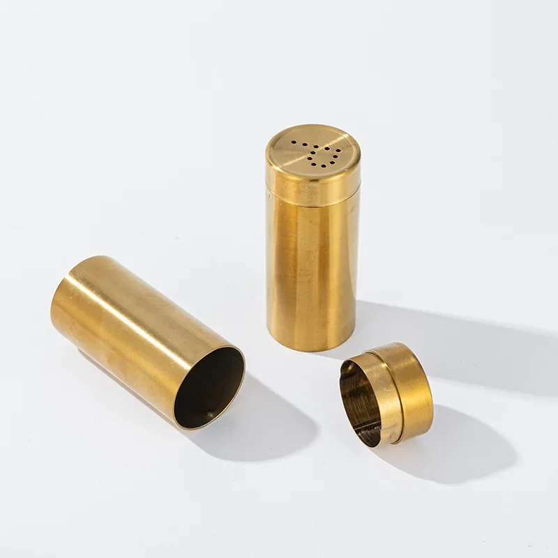 Gold Spice Jar Stainless Steel Rustproof Screw Open Top Seasoning Shaker Bottle for Salt Sugar Pepper Paprika 2Pcs Spice shaker