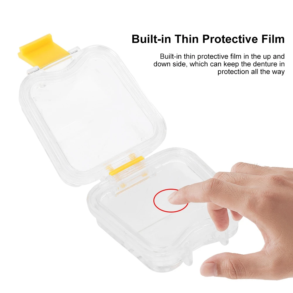 

2PCS Transparent Clamshell Denture Box False Teeth Storage Case Seal Denture Cleaning Tooth Container With Film Dental Accessory