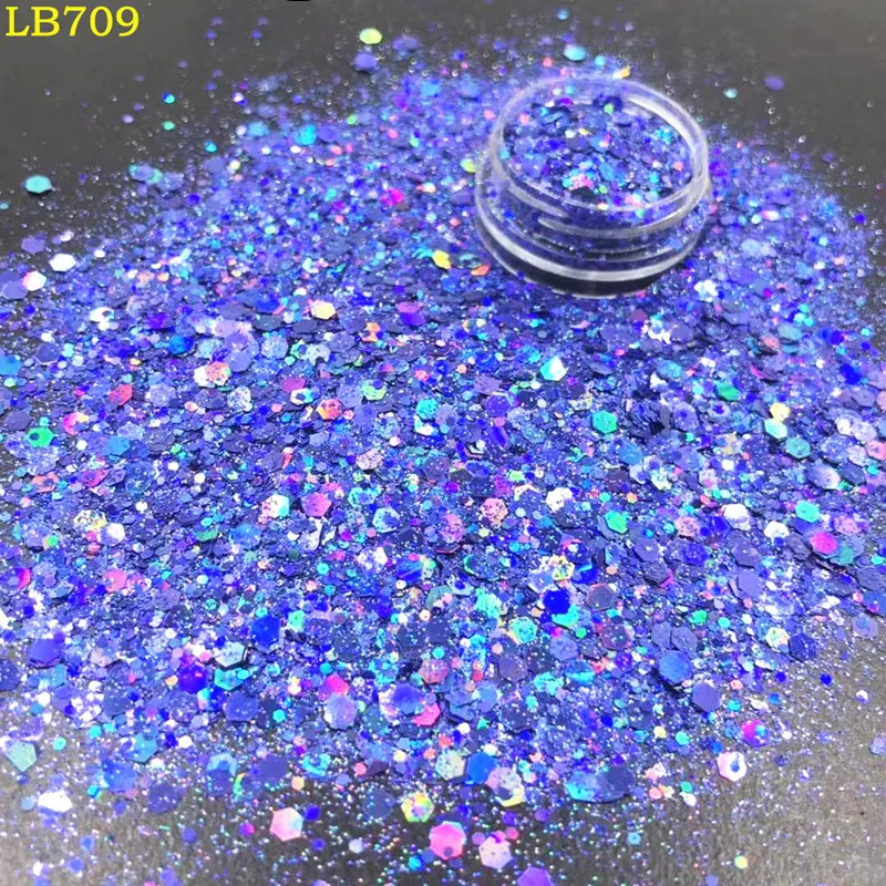 Mixed Size Holographic Laser Nail Glitter Powder DIY Manicure Gel Polish Nail Art Glitter Crafts Make Up 1Bottle