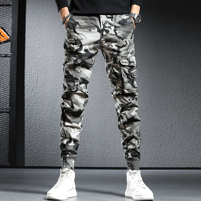 

Fashion Streetwear Casual Pants Men Overall Slim Fit Big Pocket Leisure Cargo Pants Hombre Hip Hop Joggers Men Wide Leg Trousers