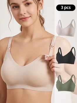 3 PCS Breastfeeding Bra With Multiple Colors Available, Jelly Style, Comfortable, Seamless, No Steel Rims, Front Opening Bra