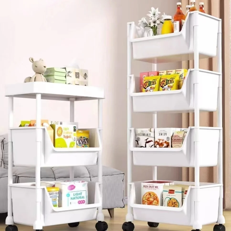 Storage Rack Trolley Mobile Storage Rack Trolley Multi-layer Kitchen Trolley Thicken Metal Cart Snacks Storage Rack with Wheels