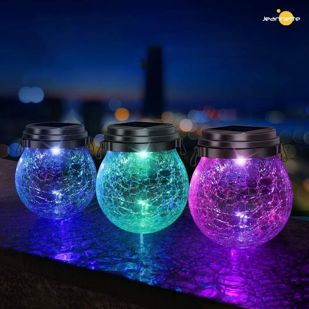 

Romantic Solar Crack Ball Glass Mason Jar Light Colorful LED String Light Christmas Wishing Lamp For Outdoor Garden Decoration