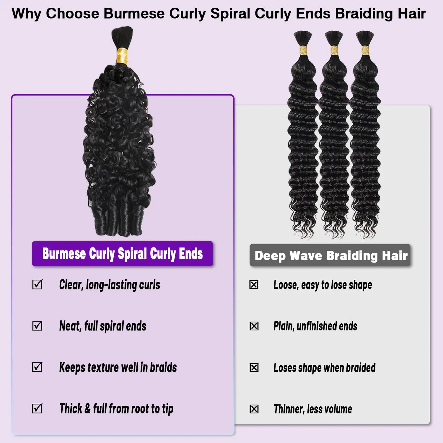 12A Human Braiding Hair for Boho Braids Burmese Curly Spiral Ends Bulk Unprocessed Virgin Hair 1 Bundles/Lot 60g/1Pack Salon-Quality Deep Wave Bulk Human Hair For Braiding 5