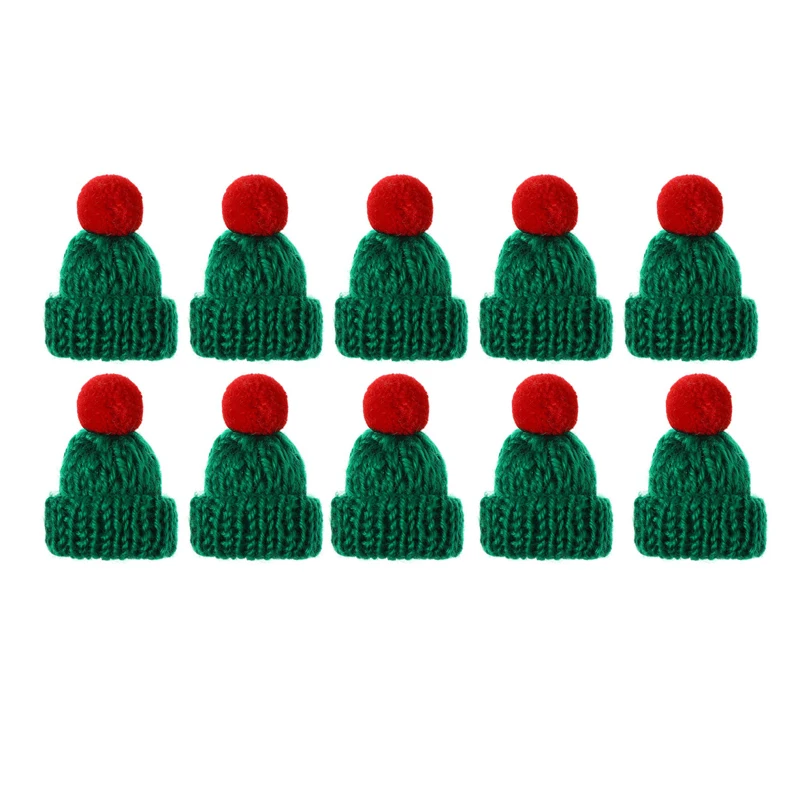 10pcs/20pcs Mini Santa Hat Christmas Scarf 2024 New Hat Scarf Lollipop Wine Bottle DIY Xmas Party Home Dinner Table Decoration