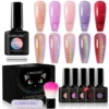 LIMEGIRL Colorful Cat Eye Magnetic UV Gel Nail Polish Set Nail Art Glitter Gel Varnish Semi-Permanent Soaking UV Gel Varnish 1