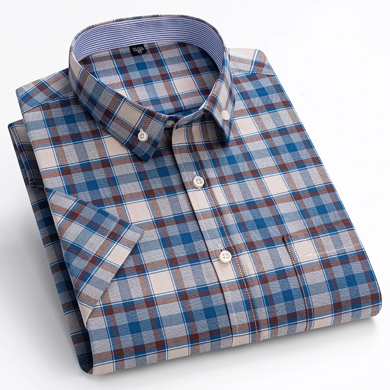 100% Cotton Oxford Men's Shirt Short Sleeve New High Quality Business Casual Fashion Men's Plus Size Shirt Formal S-7XL 3