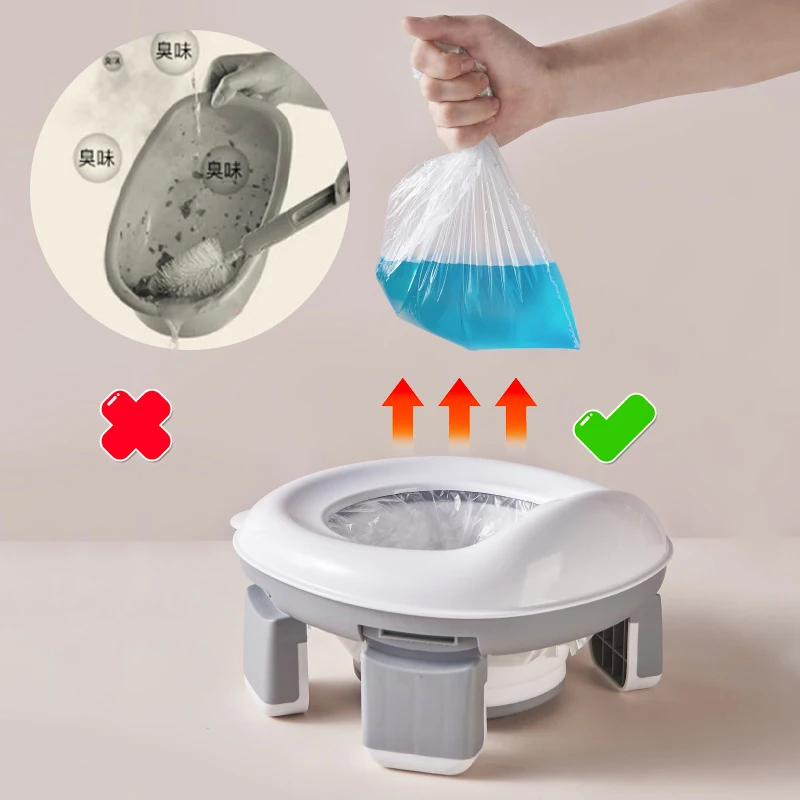 3 in 1 Travel Toilet Seat Foldable Children Potty with Bags Baby Pot Portable Silicone Baby Potty Training Toilet Seat for Kids 4