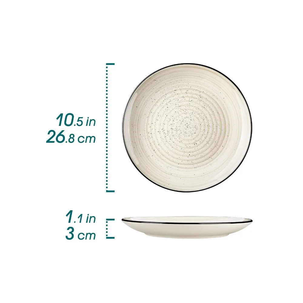 Dinner Plates Set of 6, 10.5 Inch Dish Set, Ceramic Plates, Microwave & Dishwasher Safe