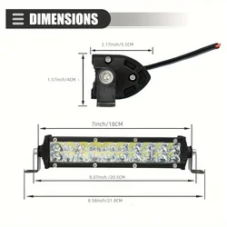 Ultra - Slim 7 Dual Row LED Offroad Work Light (1piece 7INCH 60W)