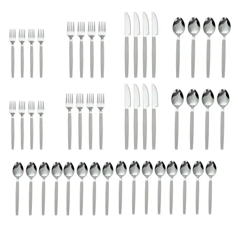 

Stainless Steel & Plastic Flatware with Organizer Tray, Soft Silver, Service for 8 Dish drying racks Kitchen organizer Kitchen a