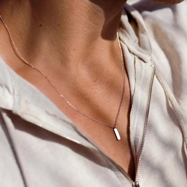 eManco Minimal  Pendant  Necklace  Stainless steel Men's Titanium Steel chain  Collarbone Chain Jewelry Wholesale Direct 3
