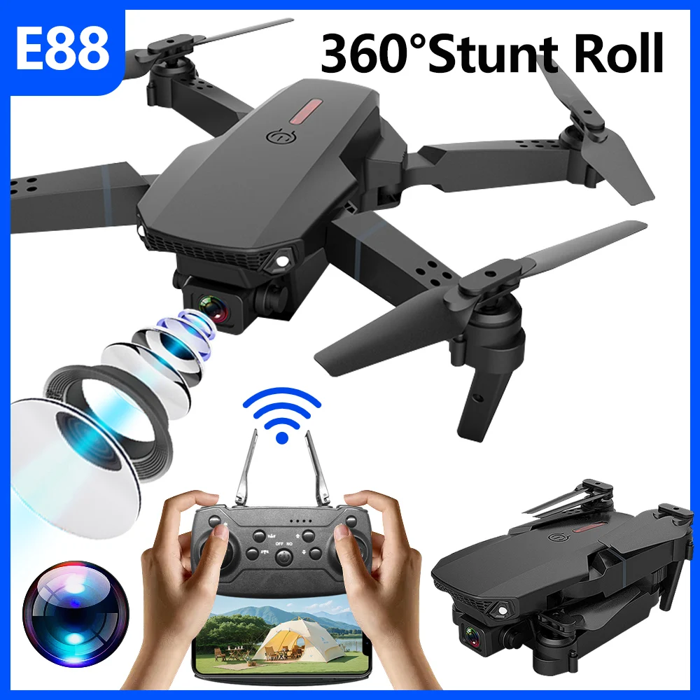 One-click New Drone E88 UAV 360-degree Rotating Folding MINI Remote Control WIFI Aerial Photography Quadcopter Toy Helicopter